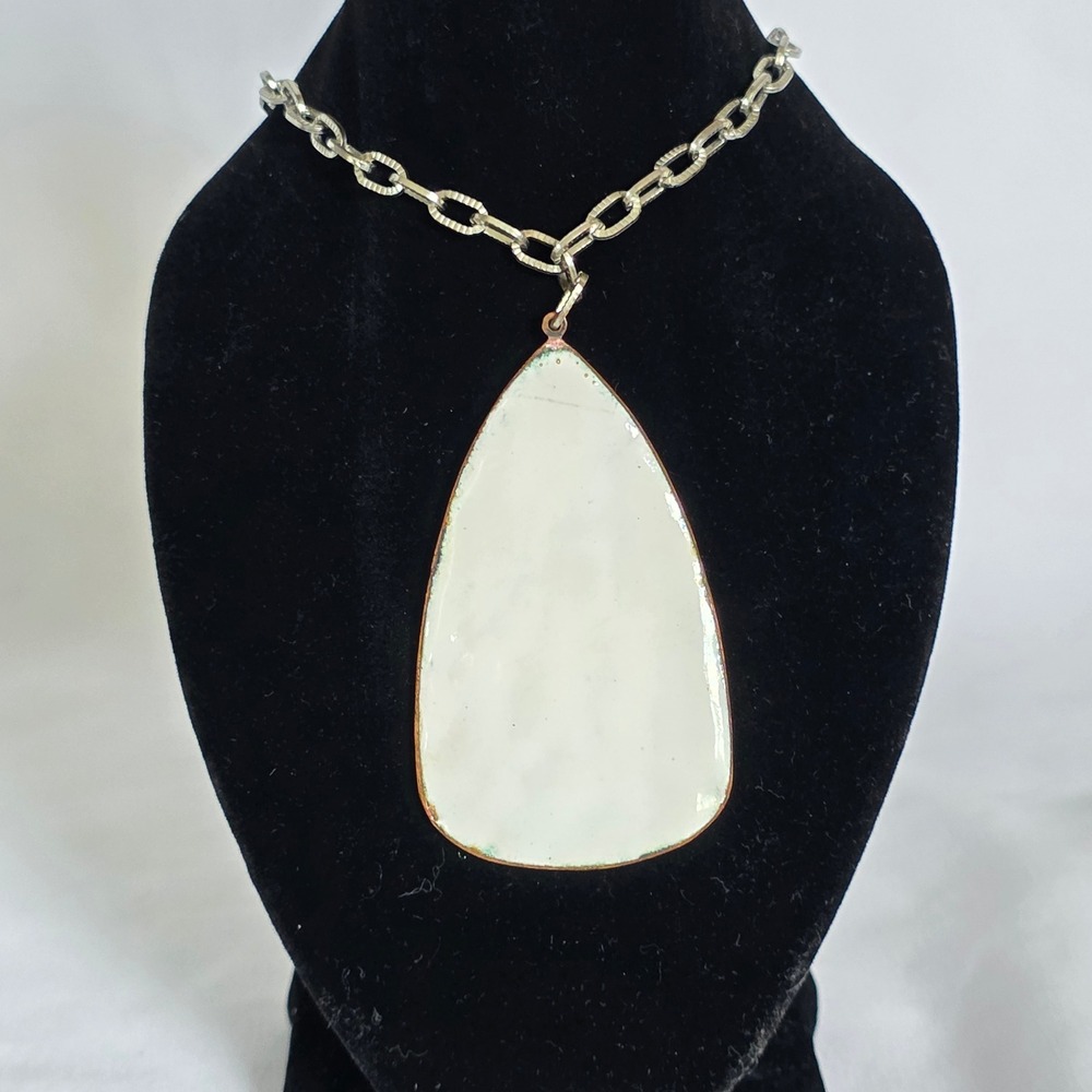 Vintage MCM Artisan Enamel on Copper Pendant Necklace Mid-Century Modernist - Picture 2 of 6